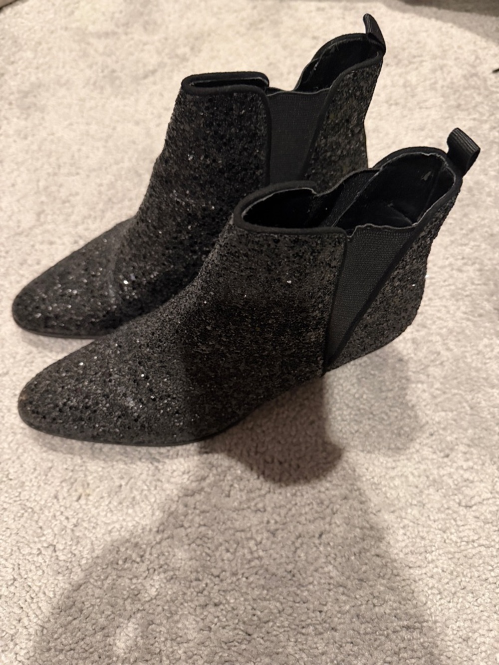 Zara Black Glitter Pointed Ankle Booties